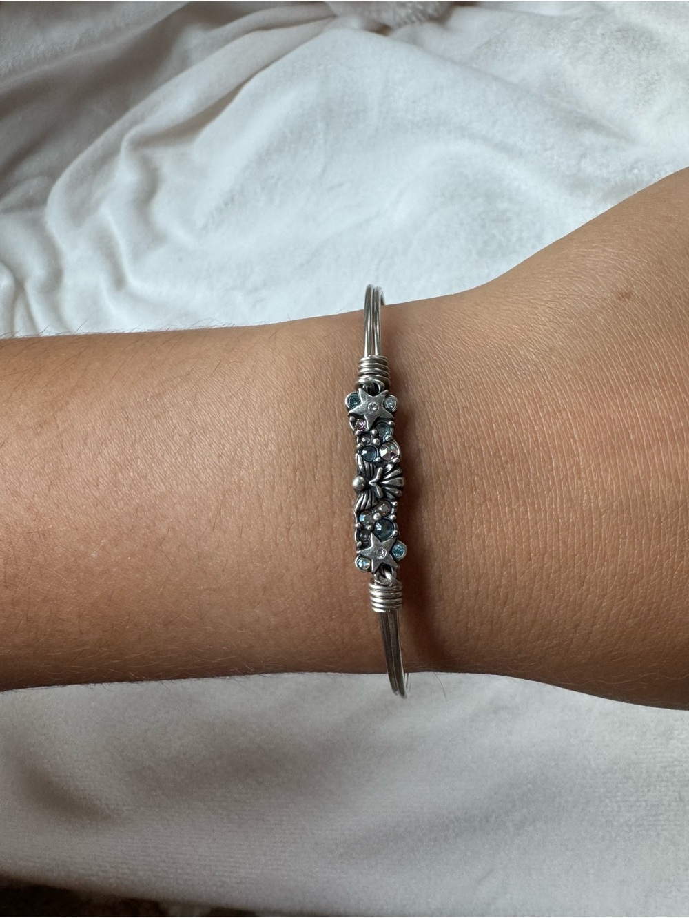 Luca + Danni Starfish Medley Bangle Bracelet - Silver w/ Blue Accents